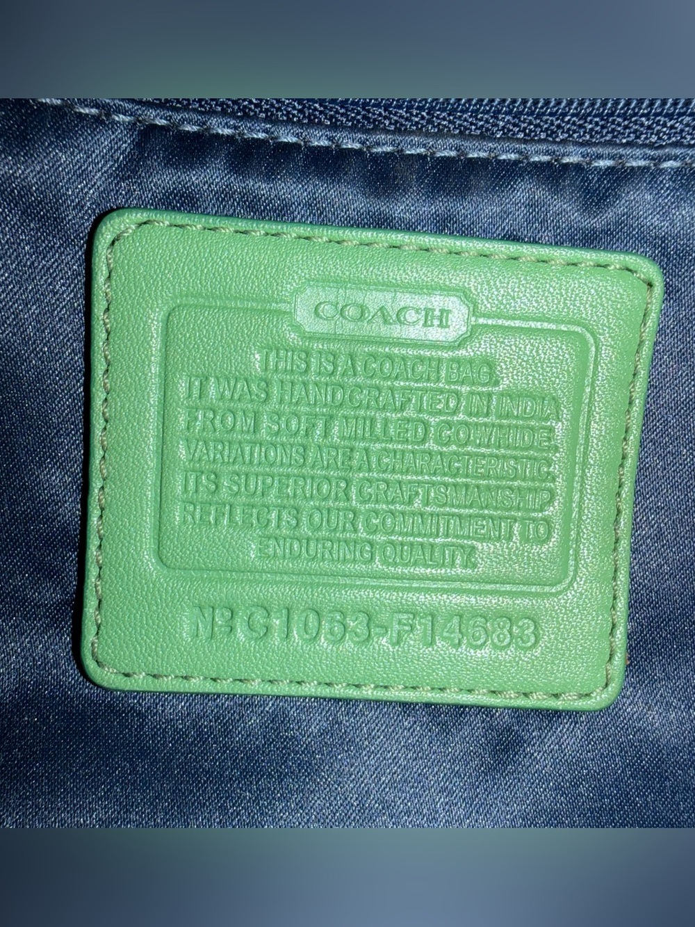 Coach Vintage Pebbled Leather Penelope Lunch Tote Bag in Sea Foam Green. - Picture 15 of 16